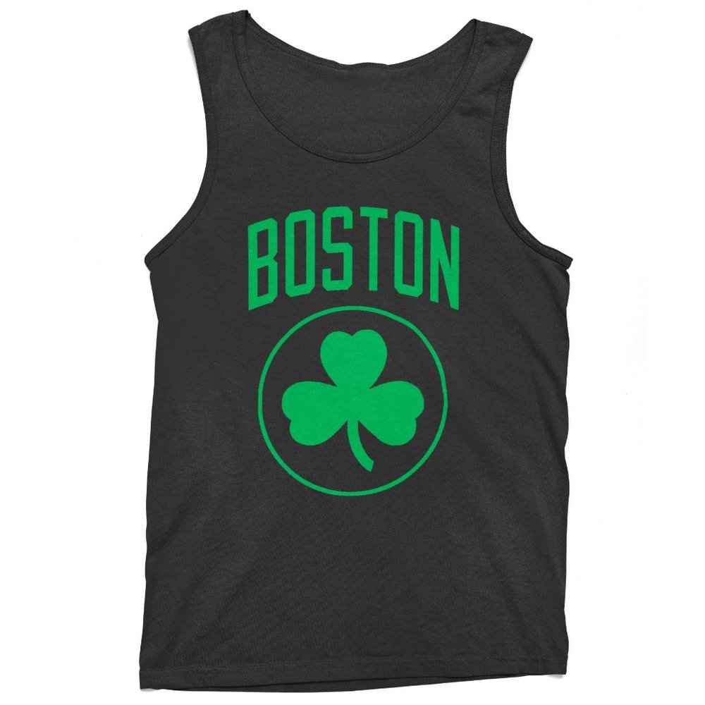 NEW Boston Celtics City Wordmark Shamrock Circle Logo Tank Top BLACK